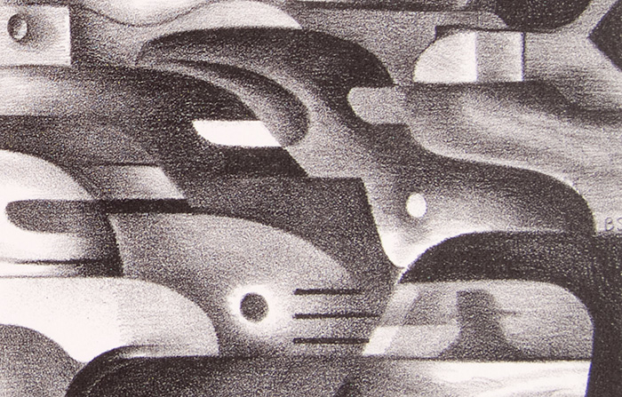 Detail of Benton Murdoch Spruance's Traffic Control, 1936. The Huntington Library, Art Collections, and Botanical Gardens. Purchased with funds provided by Russel I. and Hannah S. Kully. Full image courtesy of bentonspruance.com.