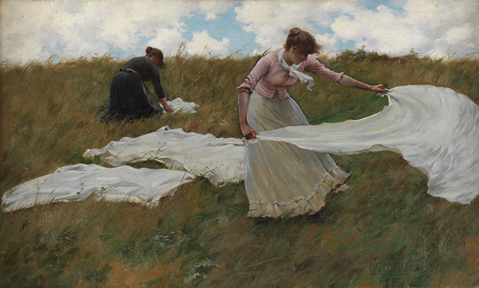 Charles Courtney Curran (1861–1942), A Breezy Day, 1887, oil on canvas, 11 15/16 x 20 in. Pennsylvania Academy of the Fine Arts, Philadelphia, Henry D. Gilpin Fund.
