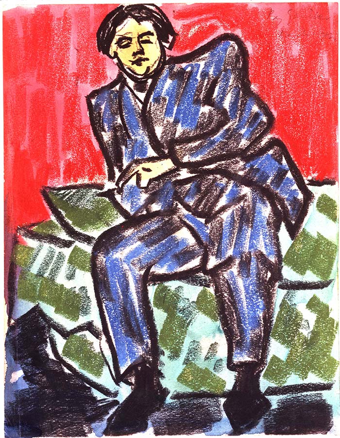 Henri Gaudier-Brzeska, Portrait of Claud Lovat Fraser, 1912, watercolor, gouache, and charcoal on paper. The Huntington Library, Art Collections, and Botanical Gardens.