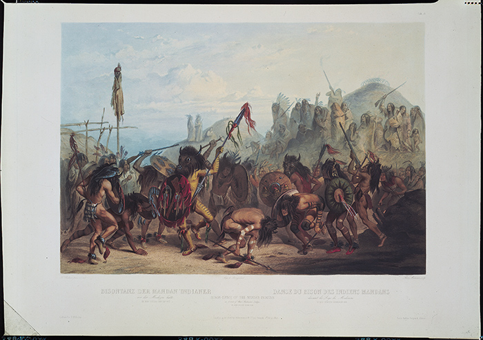 Karl Bodmer (1809–1893), “Bison-Dance of the Mandan,” from Travels in the interior of North America, 1832–34, by Maximilian, Prinz von Wied (1782–1867). The Huntington Library, Art Collections, and Botanical Gardens.