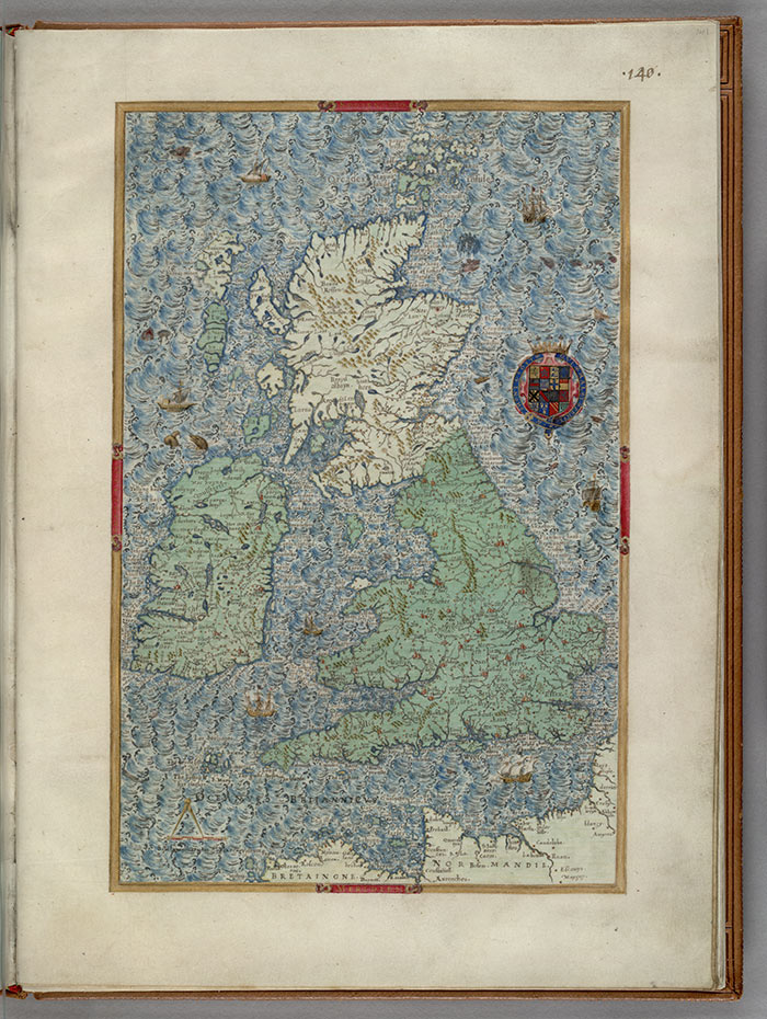 Map of the British Isles, Heroica Eulogia, William Bowyer, 1567. The Huntington Library, Art Collections, and Botanical Gardens.