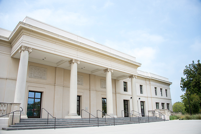 Front entrance to the Munger Research Center, where the first two fellows for the Huntington-UC Program for the Advancement of the Humanities, Alejandra Dubcovsky and Fuson Wang, will conduct research using The Huntington’s collections. Photograph by Kate Lain.