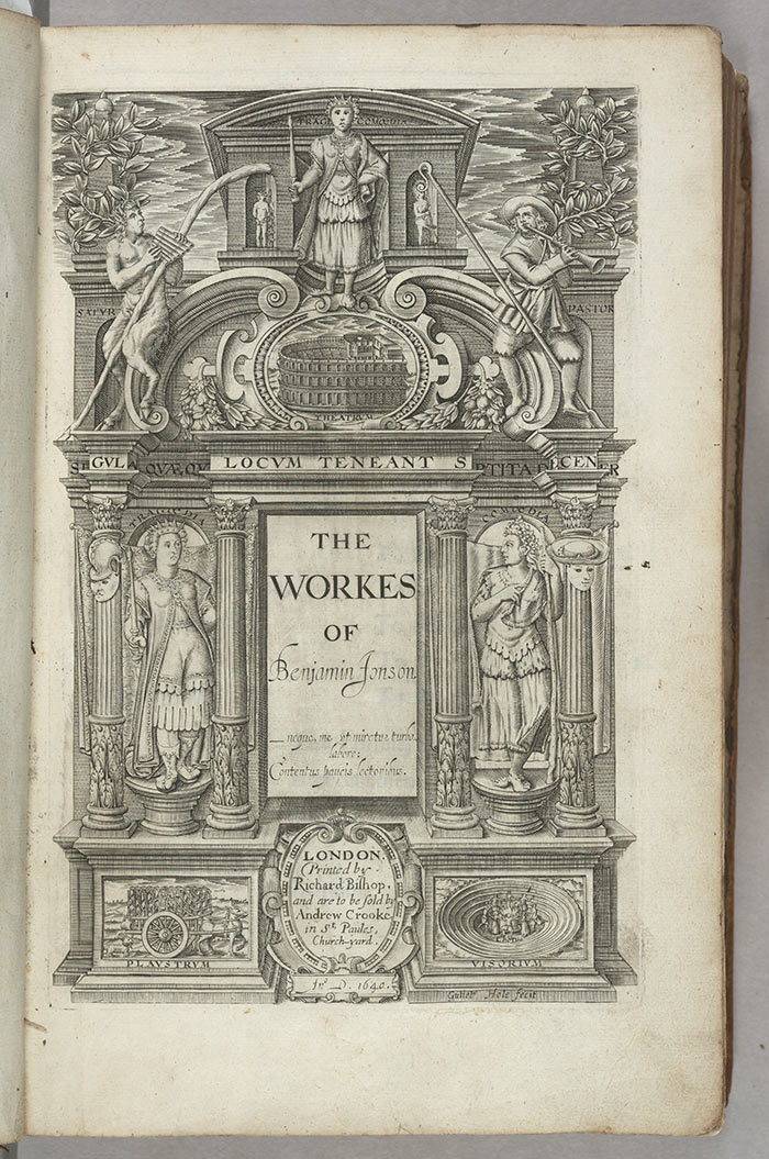 Title page of The Works of Benjamin Jonson, London, 1640. The Huntington Library, Art Collections, and Botanical Gardens.