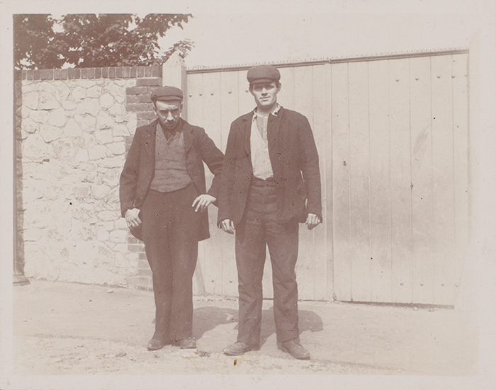 A 1902 photograph of Jack London (right) with a man identified as “Bert the Cobbler.” The two went undercover in London’s East End while Jack was working on his book The People of the Abyss. The Huntington Library, Art Collections, and Botanical Gardens. 