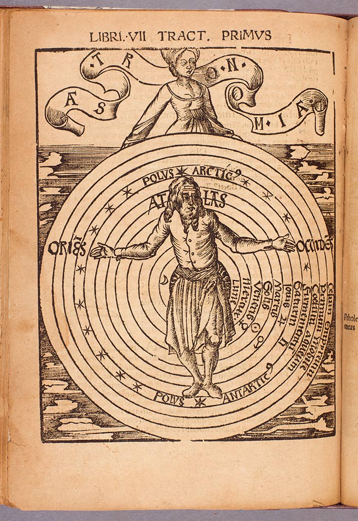 Diagram of the cosmos, from Gregor Reisch, Margarita philosophica (Pearl of Wisdom), 1504. The Huntington Library, Art Collections, and Botanical Gardens.