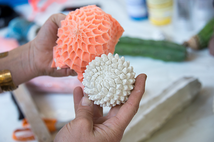 A total of 150 of Levy’s cacti casts will appear in a group exhibition featuring The Huntington’s seven artists-in-residence in November. Photo by Kate Lain.