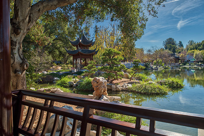 Pavilion of Three Friends and Lake of Reflected Fragrance in The Huntington’s Liu Fang Yuan, the Garden of Flowing Fragrance. Photo by Martha Benedict.