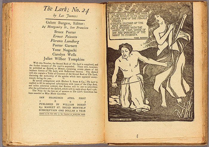 Noguchi’s poetry was first published in the United States in The Lark, a magazine edited by Gelett Burgess in San Francisco. The Huntington Library, Art Collections, and Botanical Gardens.