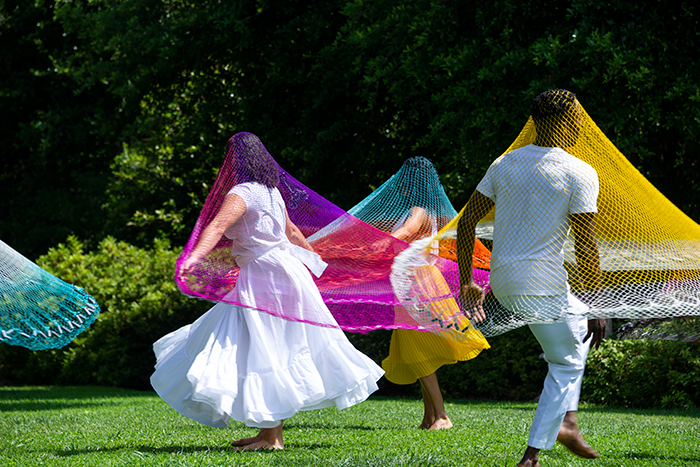 Choreographed by dance artist Marina Magalhães and shot by videographer David de Rozas, Caycedo’s video is centered on brown, black, and queer bodies as they interrupt such pristine spaces at The Huntington as the North Vista. Photo by Kate Lain.