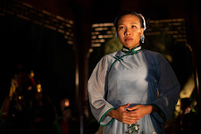 Reggie Yip as the Maid. Photo by Rafael Hernandez. Courtesy of CalArts Center for New Performance.