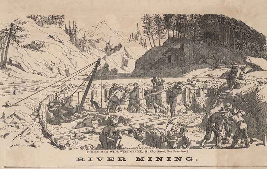 Driven by their lust for gold, many miners refused to let any natural obstacle stand in their way.  Some ambitious fortune hunters even organized operations to redirect entire rivers.  Erecting dams that would turn the rivers into new channels, laborers would then excavate the exposed riverbeds in search of golden deposits. The Huntington Library, Art Museum, and Botanical Gardens.