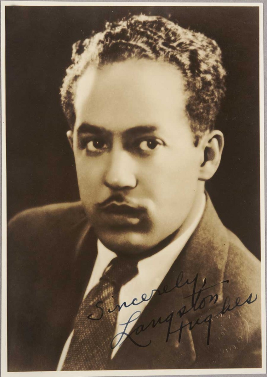 Portrait of Langston Hughes, signed by the author. The Huntington Library, Art Museum, and Botanical Gardens.