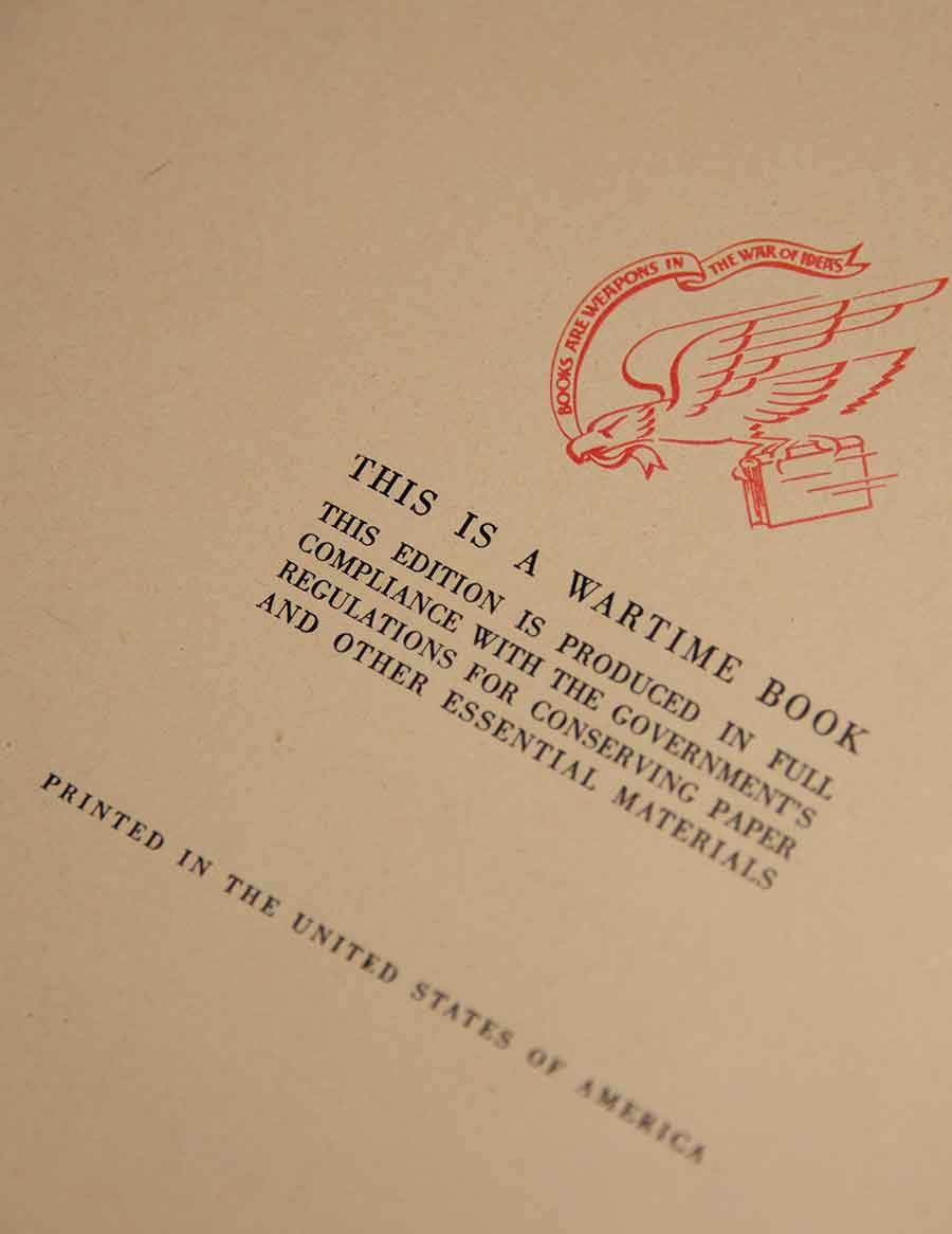 The logo of the Council on Wartime Books included their motto: “Books are weapons in the war of ideas.” The Huntington Library, Art Collections, and Botanical Gardens. Photo by Deborah Miller.