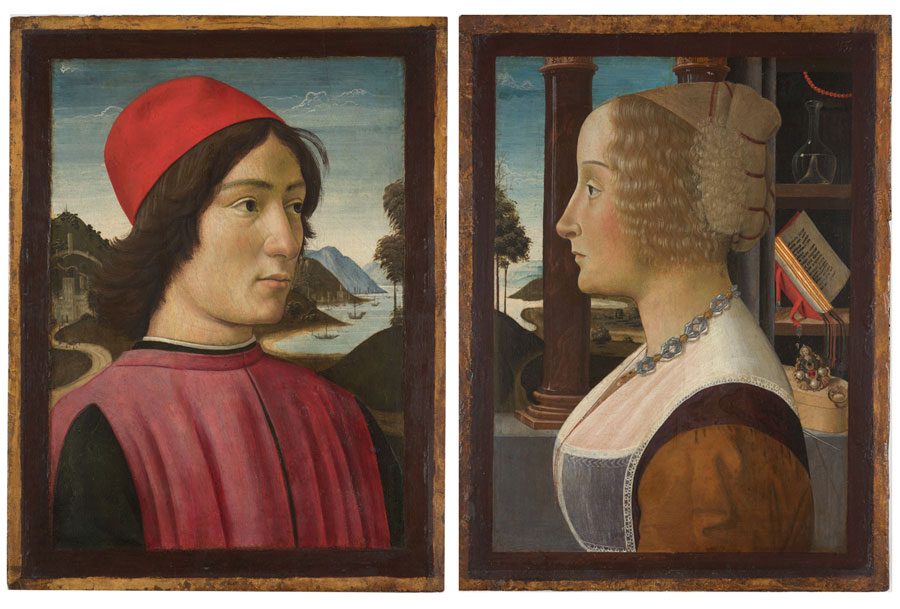 Portrait of a Man (left), Portrait of a Woman (right) Tempera on panel