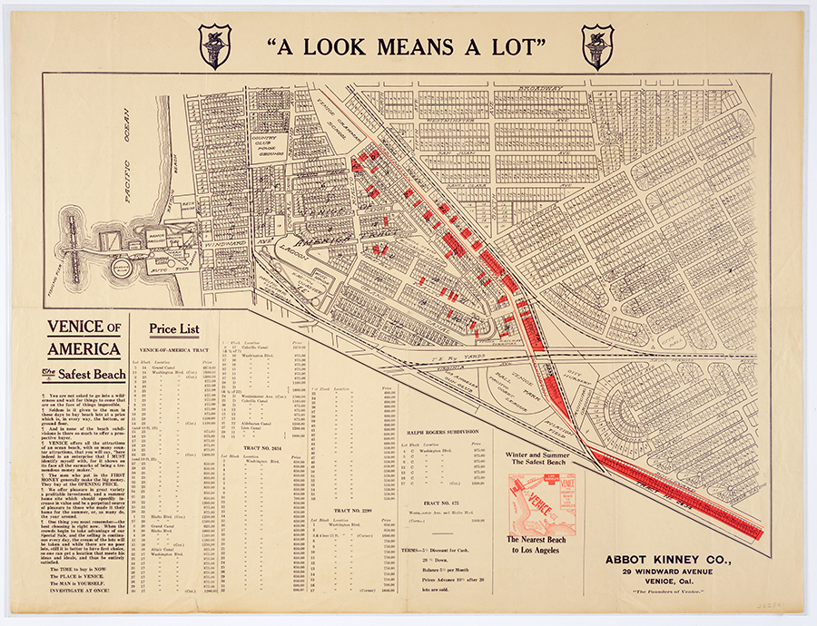 Abbot Kinney Co., Map of “Venice of America”, ca. 1911. The Huntington Library, Art Collections, and Botanical Gardens.