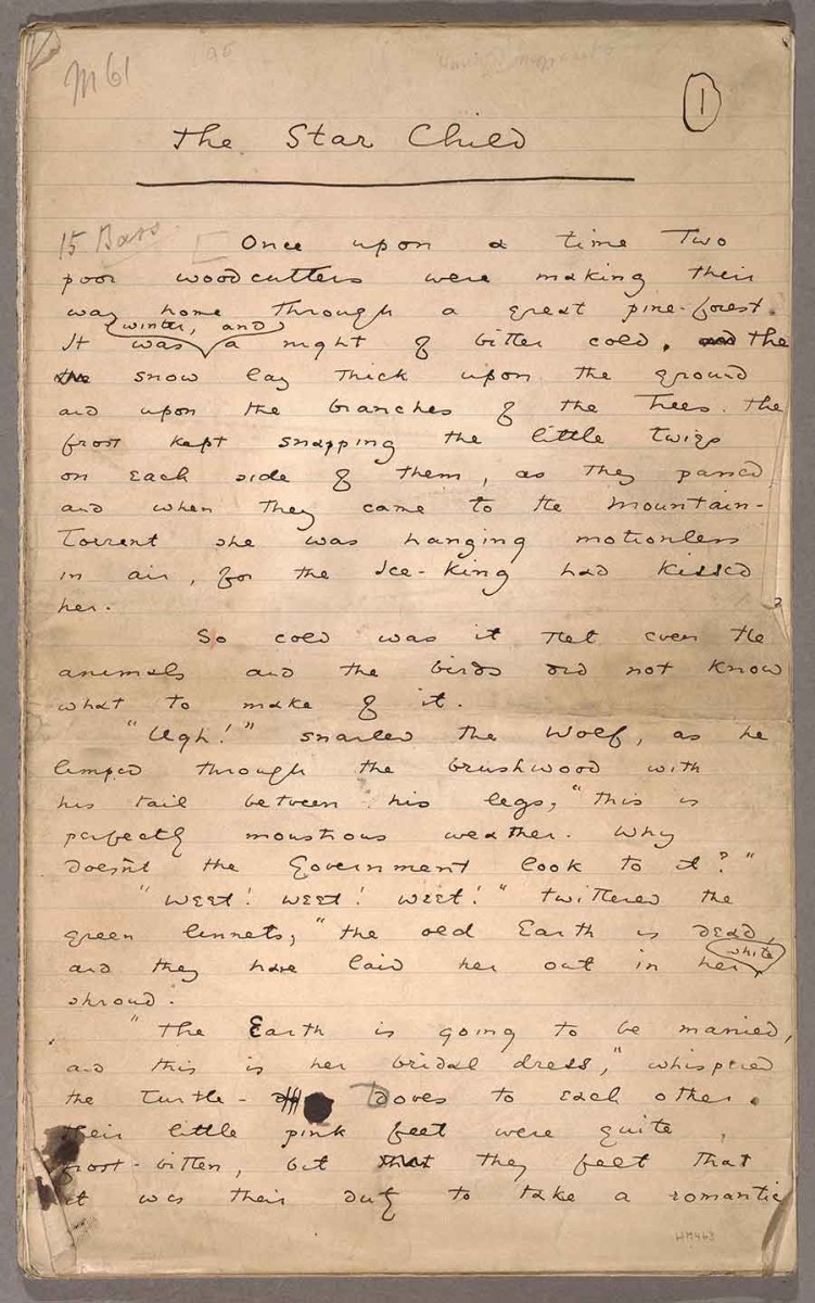 Oscar Wilde, first page of the autograph manuscript for his short story “The Star Child.” The Huntington Library, Art Museum, and Botanical Gardens.